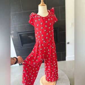 Janie and Jack Red Floral Jumpsuit